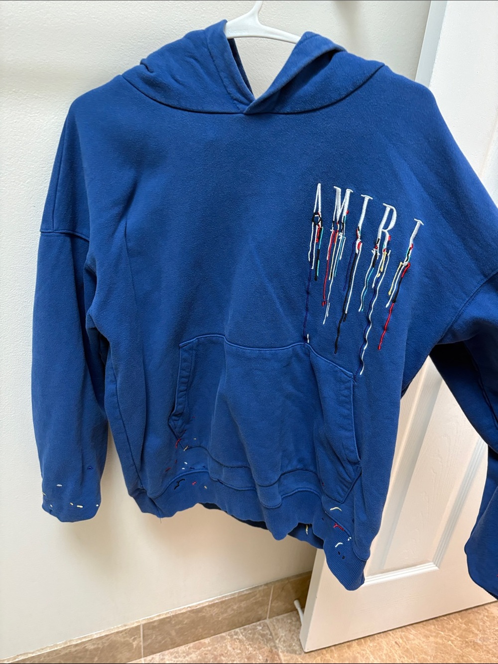 AMIRI Blue Embroidered Hoodie Sweater